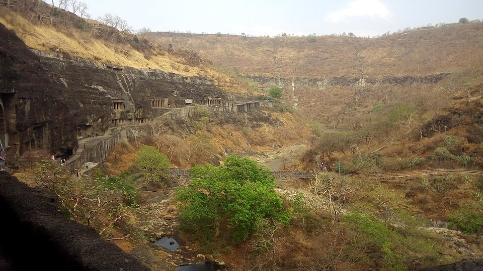 Ajanta Caves horseshoe cliff